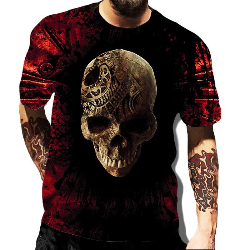 Scary Skull Men's T Shirt 3d Printing Dress Up Scary Adult Top Oversized T-shirt O Collar Casual Short Sleeve Top Men's Clothing