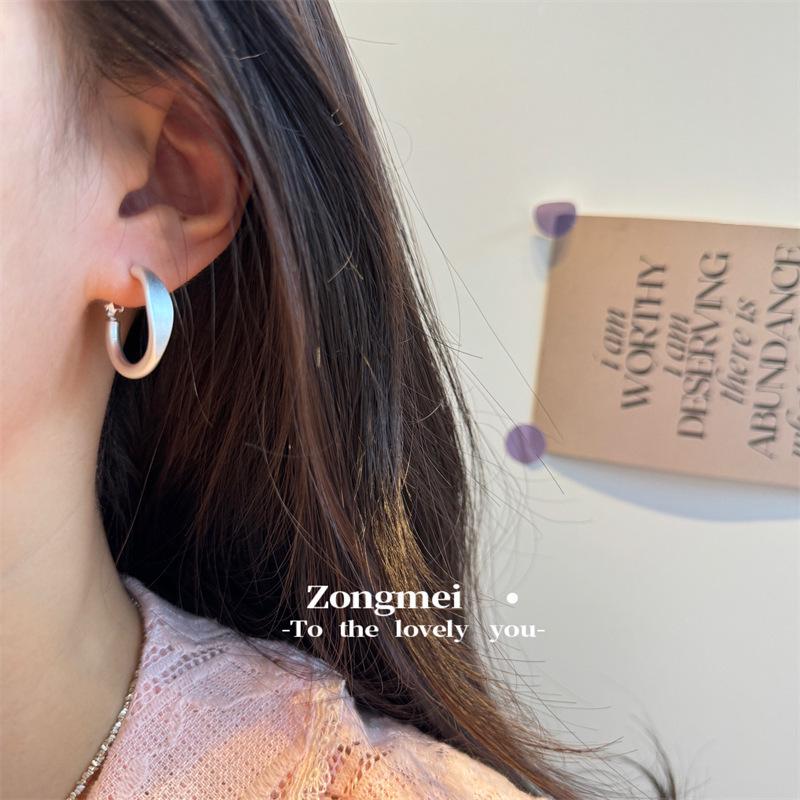 925 Sterling Silver Gold Matte Circle Hoop Earrings for Women - Minimalist Round Metal Design