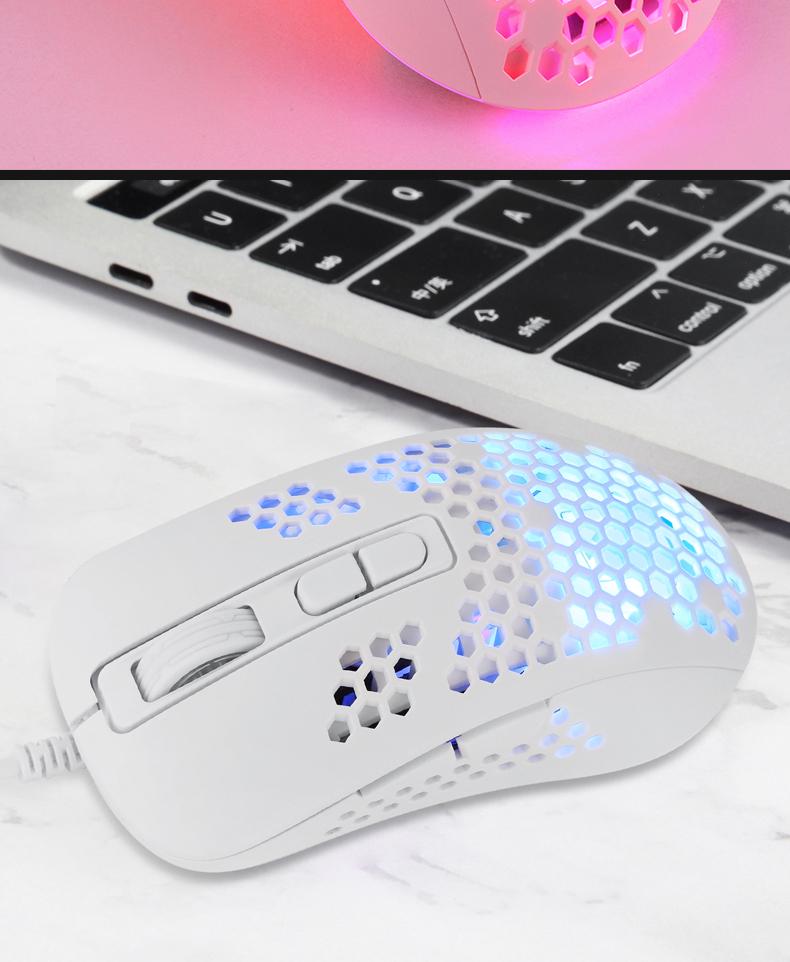 Xinmeng Lightweight 383-Hole Wired USB Gaming Mouse with Programmable Macros