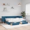 VidaXL Daybed with Trundle and Drawers Blue 80x200 Cm Velvet 3196731