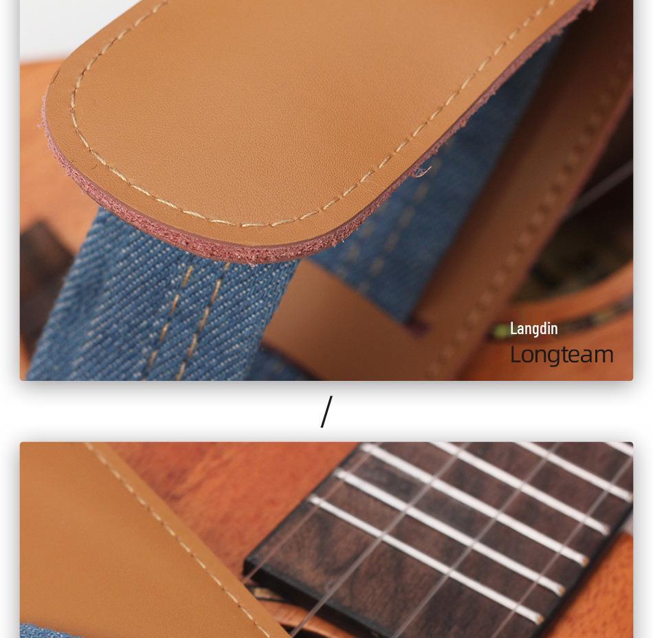 Customizable Wide Denim Ukulele Shoulder Strap for Pressure Relief