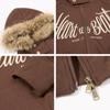 Vintage American Distressed Zip Hoodie Pearl Print Loose Fit Teens