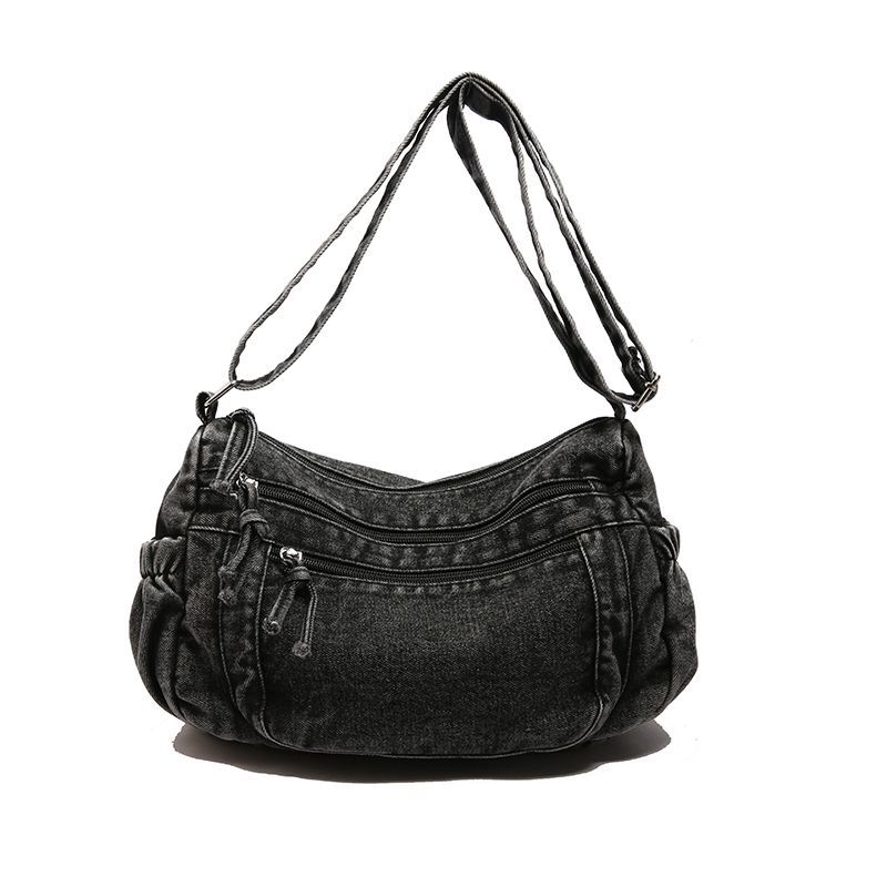 Single Shoulder Crossbody Bag Denim Retro Simple Casual Bag Large Capacity Versatile Bag for Women