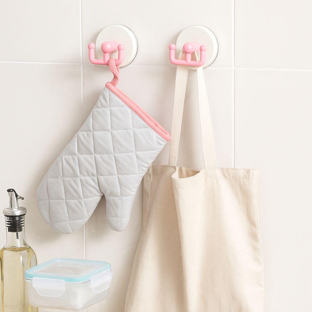 5pcs Double-hook Wall Mounted Hook Vacuum Pressing Bathroom Organiser Kitchen Hook  Kitchen Storage