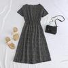 Summer Floral Dress for Middle-Aged and Elderly Women - Short Sleeve, Round Neck, Waist-Cinched, Mid-Length, Large Hem.