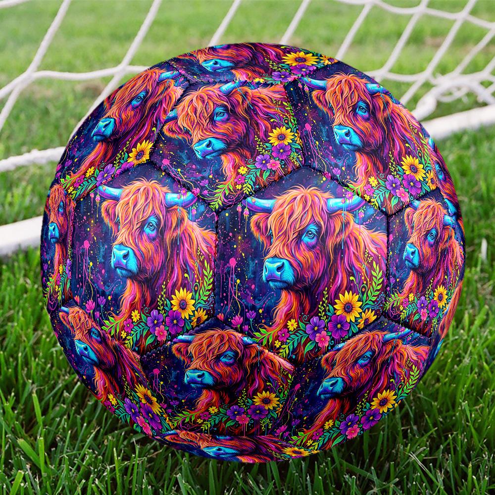 1pc Colorful Highland Cow Durable Size 5 Soccer Ball Professional Match Training Football Indoor &Outdoor Sports Ball P60138