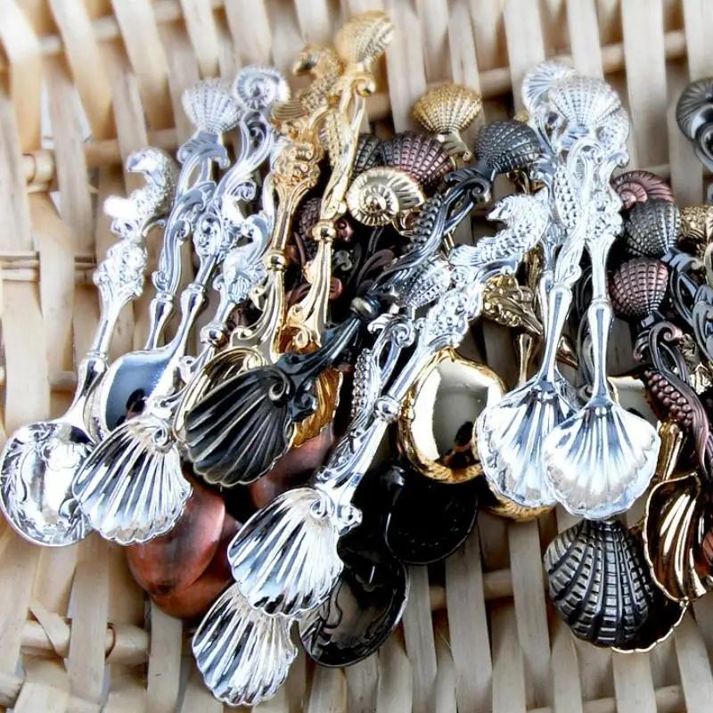 3Pcs/Pack Vintage Coffee Spoon Elegant Stirring Spoon for Tea and Coffee Perfect Gift for Wedding Ocean Theme