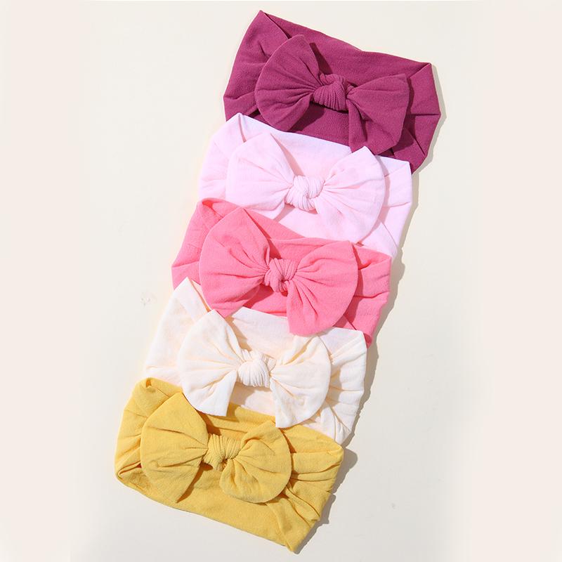 5 Pièces Jolis Nœuds Bandeau Bébé Élastique Doux Bandeaux Cheveux Bébé Fille Pour Nouveau-né Nourrisson Turban Couvre-chef Accessoires Cheveux Bébé pink