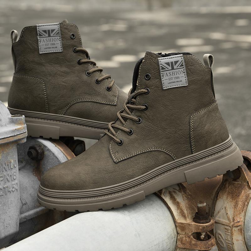 Fashion Italian Men's Genuine Leather Boots Fashion Outdoor Boots High Quality Casual Ankle Boots Antiskid Comfort Winter Platform Boots