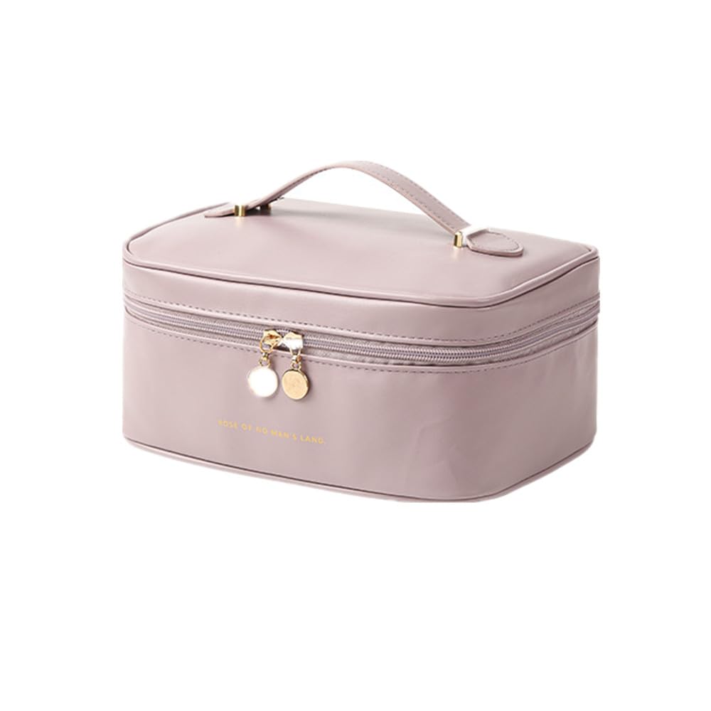 Aylashine Makeup Makeup Cosmetic Makeup Cosmetic Storage Makeup Solid Zippered Flap Toiletry Travel Portable Makeup Travel Toiletry Waterproof Leather