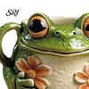 Nature Inspired Ceramic Mug Frog Shape with Tiny Flowers Smooth Texture Coffee Tea Cup Charming for Morning Joy Cozy Woodland Character Gift