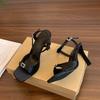 Fashion Women's Fashion Open Toe Simple Casual One Strap Non-Slip High Heels Summer New Square Toe Stiletto Sandals