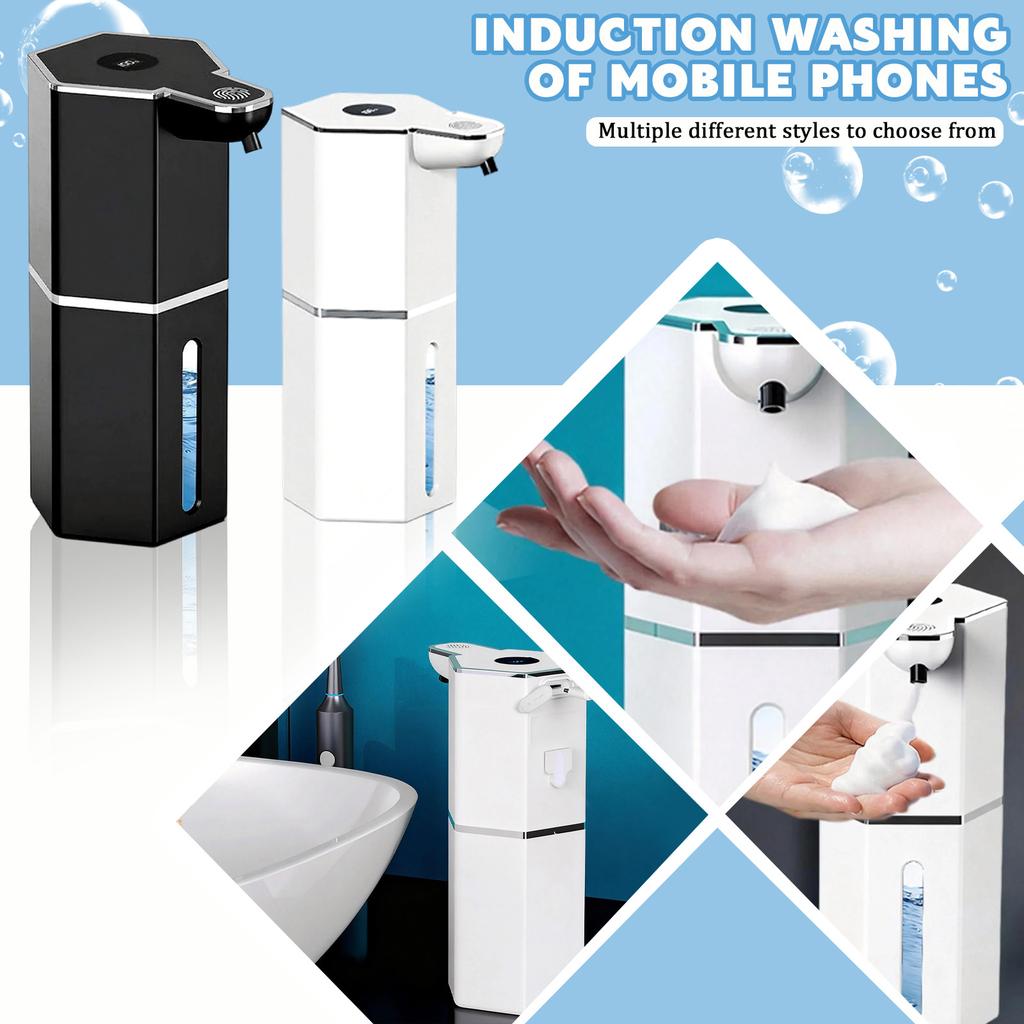 Automatic Foam Soap Dispenser, Four Speed Touchless Hand Dispenser, Wall-Mounted Refillable Dish Soap Dispenser, Suitable For Bathrooms And Kitchens