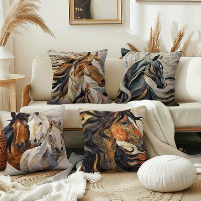 Horse Cushion Fashion Cover Pillowcase Cool DoubleSided Printing Sofa Cushion Bedroom Bedside PillowCover