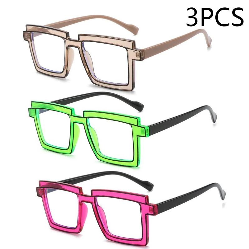 Two Dimensional Flat Lens Ins Square Anti-blue Glasses Frame Personality Trend Glasses