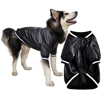 Veste coupe-vent en similicuir pour chien, fermeture éclair, tendance