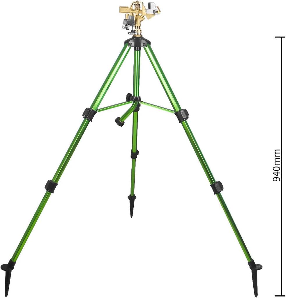 Heavy-Duty Brass Impact Sprinkler on Tripod Base, 360 Degree, 50 Feet Large Area Coverage Yard Sprinkler, Adjustable Water Sprinkler3/4 Inch Connector