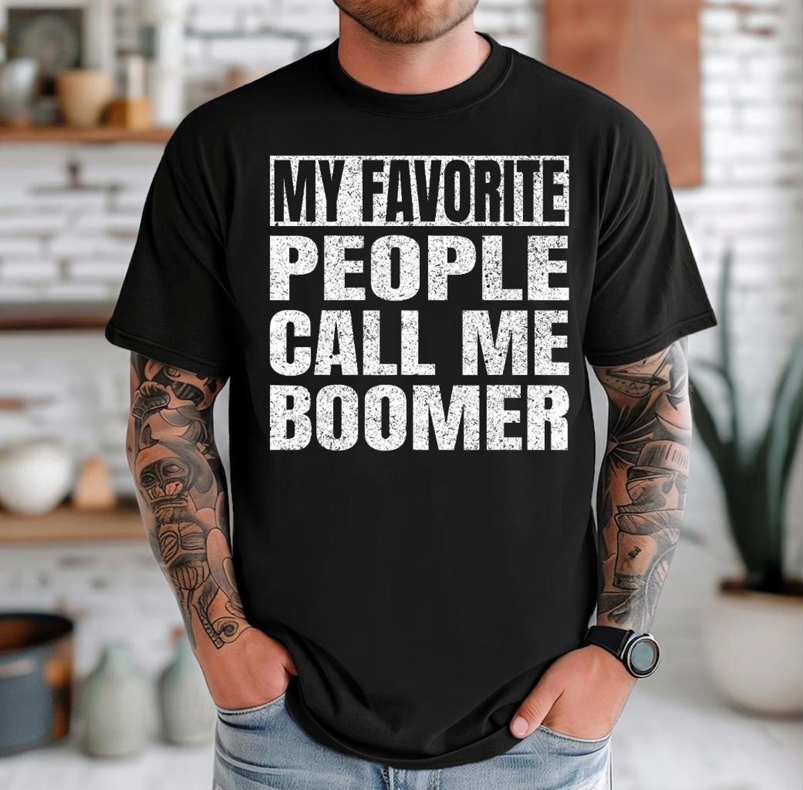 My Favorite People Call Me Boomer Grandfather Shirt, Funny Grandpa Boomer T-Shirt, Fathers Day Gift For Grandpa, Humor Grandfather Tee M