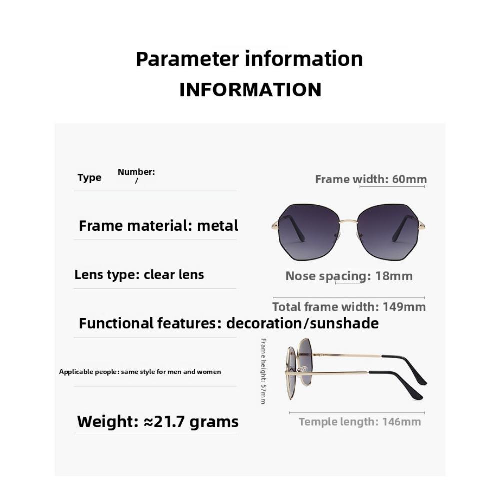 Sunglasses Female Korean Version Tide Shading Polarized Ins Sunglasses Fashion Polygonal Large Frame High Definition UV Protection Glasses