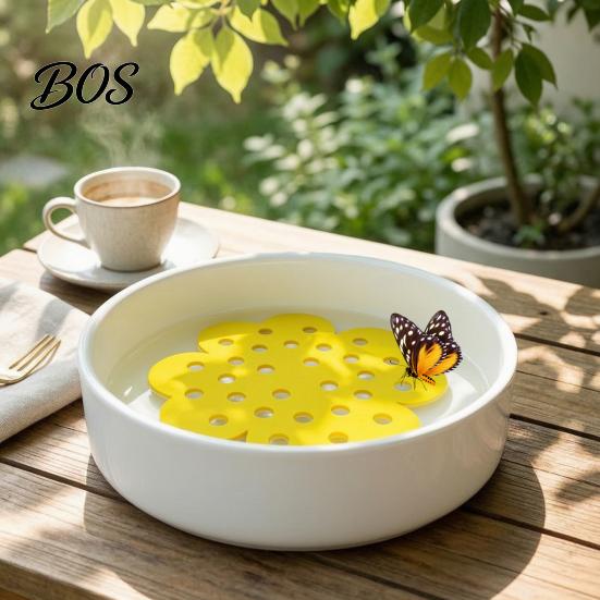 Bright Yellow Bee Float Floating Island, Honeycomb Design Drinking Platform, Safe Pollinator Garden Accessory for Bees Butterflies Cup Backyard