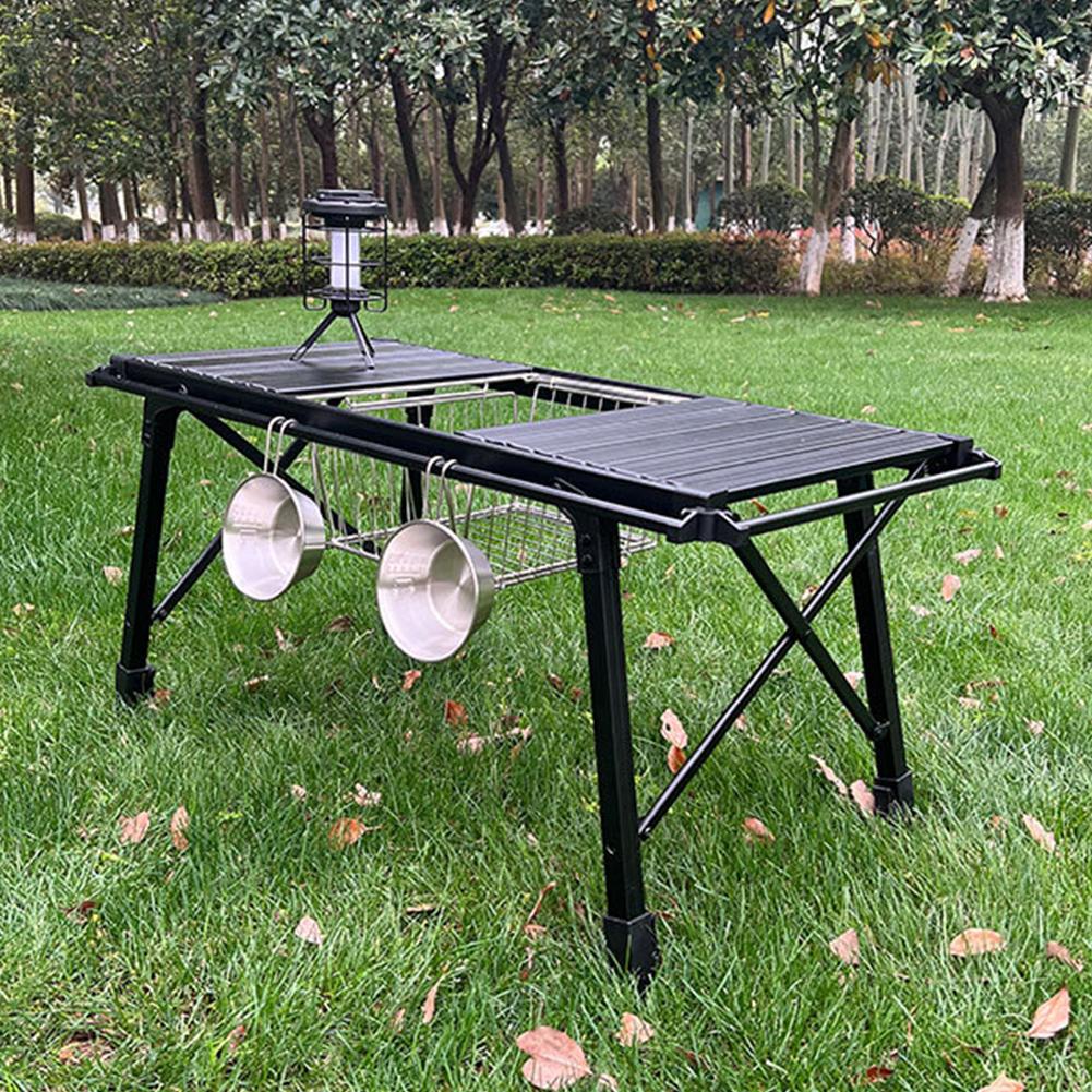 Table Panel Storage Basket Multifunctional Camping Folding Storage Basket Pots Bowls Plates Holder Basket IGT Table Accessories