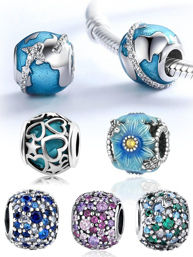 Heart Daisy Beads Inlaid With Diamonds Copper Plated For Charms Copper Plated Original Bracelet For Jewelry Making