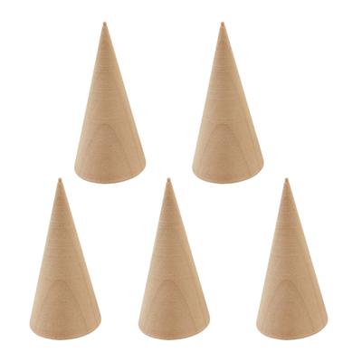 5 Stück Einfache Massivholzringe Präsentationsständer Organizer Kegelförmiger Schmuck Präsentationsständer Finger Schmuckständer Vitrine
