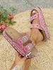 Fashion 2025 Summer Fashion Rhinestone Design Casual Thick Soled Slippers for Women Open Toes Comfortable Versatile Beach Chunky Sandals