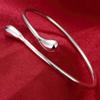 Wholesale Fine 925 Sterling Silver Bangles Bracelet Charms Heart Open for Women Lady Jewelry Adjustment Cuff Wedding Gift