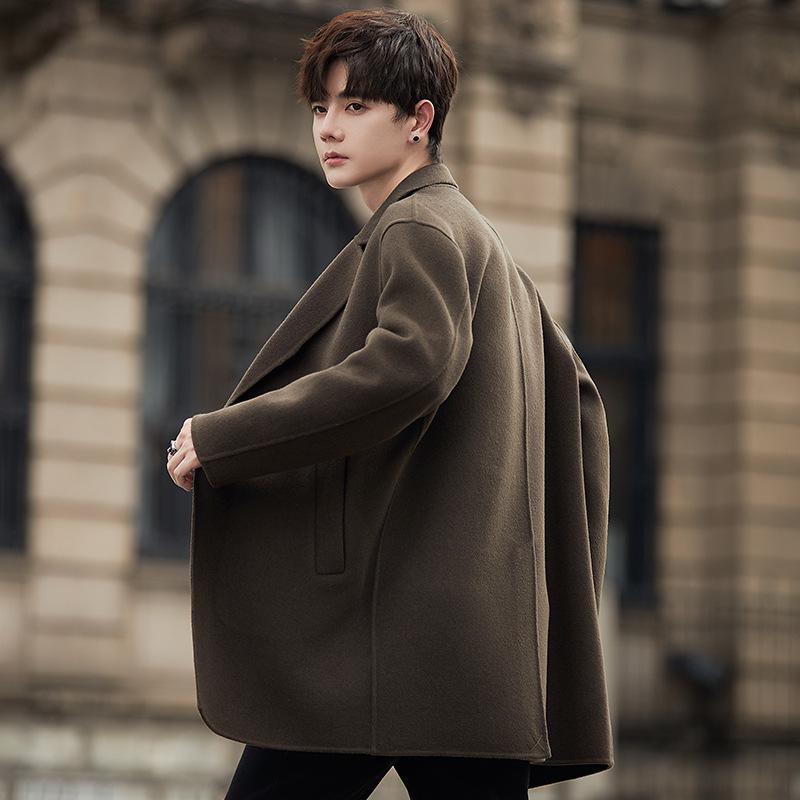 Wool Woolen Coat Men's Short Non-cashmere Coat New Korean Version Double-sided Suit High-end Sense