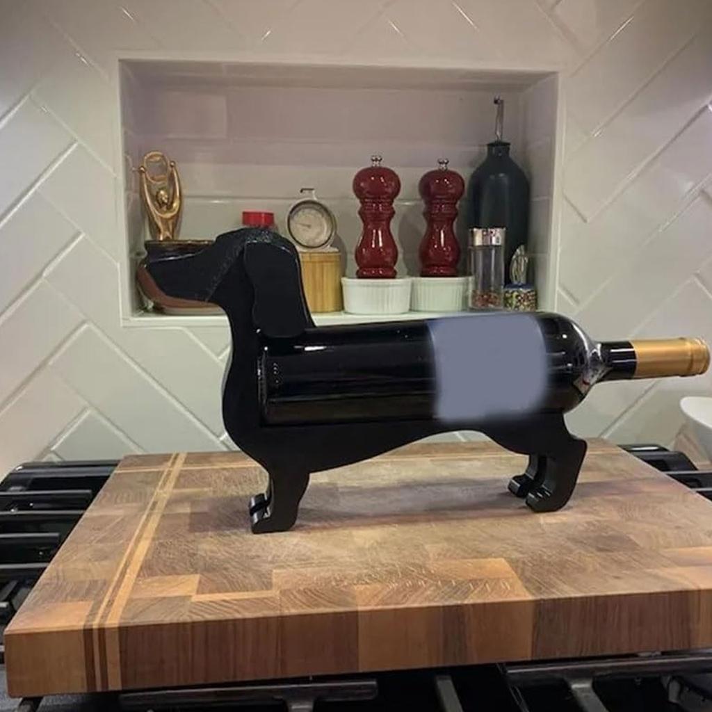 Dachshund Single Bottle Wine Rack Organizer Sturdy Delicate Details Dachshund Dog Wine Bottle Holder Practical Compact for Bar