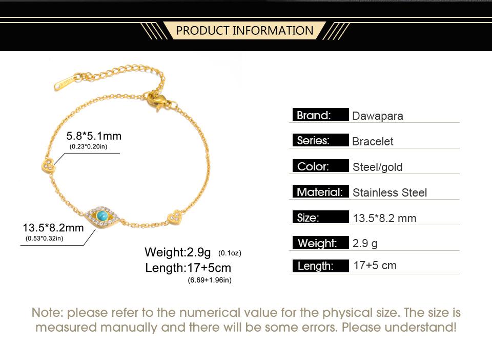 Dawapara Evil Eye Bracelets for Women Protection Good Luck Charm Greek Evil Eye Bracelet Stainless Steel Jewelry