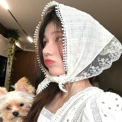 Mode Sommer Süße Blume Spitze Kopftuch für Frauen Koreanisch INS Dreieckstuch Haarband Niedliche Pastorale Stil Haarschmuck