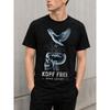 Men's Black Short Sleeve T-Shirt with Gothic Skull & Bird Graphic, Crew Neck, Soft Cotton Blend, Edgy Streetwear for Daily Wear or Concerts