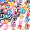 10-20pcs 12 16mm Candy Colored Resin Striped Beads Loose Spacer Round Beads For DIY Charms Bracelet Necklace Jewelry Accessories