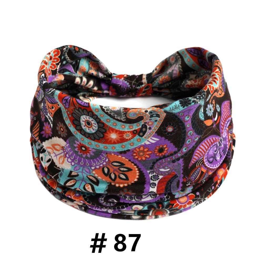 Cashew Print Headbands for Women Wide Boho Turban Headwrap Cotton Knot Elastic Hairbands Bandeau Sport Workout Hair Accessories