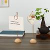 1Pcs Metal Memo Clip with Wooden Base DIY Memo Picture Clip Note Card Desk Paper Clip Holder for Wedding Party Decor