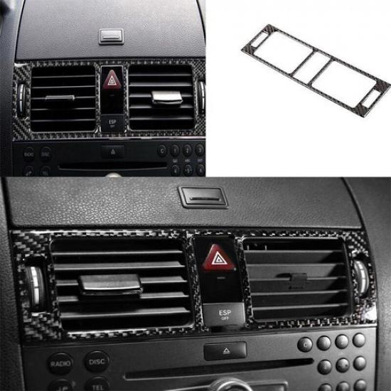 2007-2014 Real Carbon Fiber Middle Console Air Outlet Vent Trim For Benz C-Class