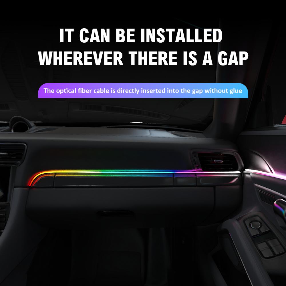 Car LED Ambient Light Interior Acrylic Strips 110cm Full Colors RGB Car Interior Hidden USB App Remote Control Atmosphere Lamp