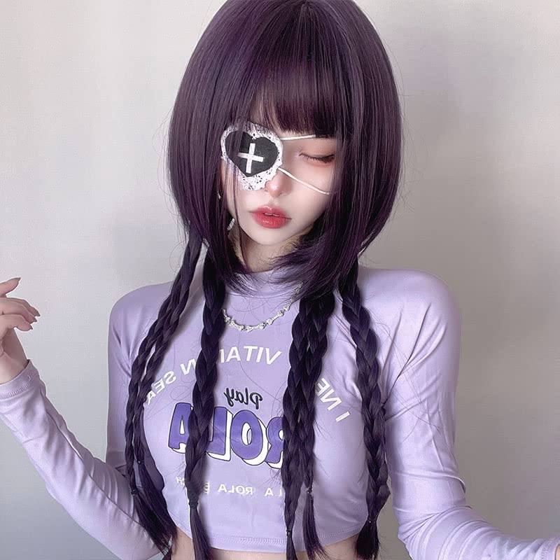 Harajuku-style jellyfish wig with a slimming effect. Heat-resistant, long, straight, purple. Perfect for cosplay, parties, and everyday wear.