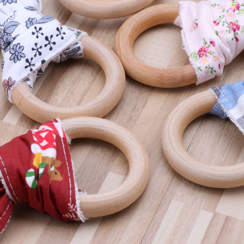 20pcs Handmade Wooden Natural Baby Teething Ring Chewie Teether Toy