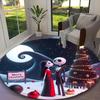 1pc Jack And Sally Christmas Tree Floral Rug, Digital Printed Home Chair Sofa Mat, Durable Office Round Carpet, Beautiful Festival Decorations