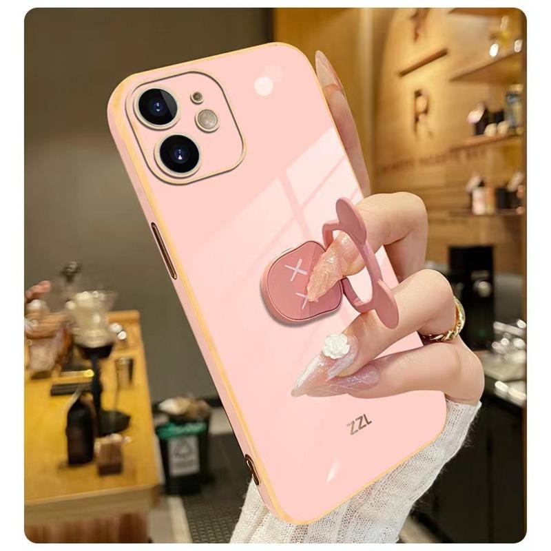 

Подходит для чехла для мобильного телефона iPhone 16 Кольцо-медведь Гальванизированный силикон 13 Apple 15 Защитный чехол 14promax iPhoneSE 2022