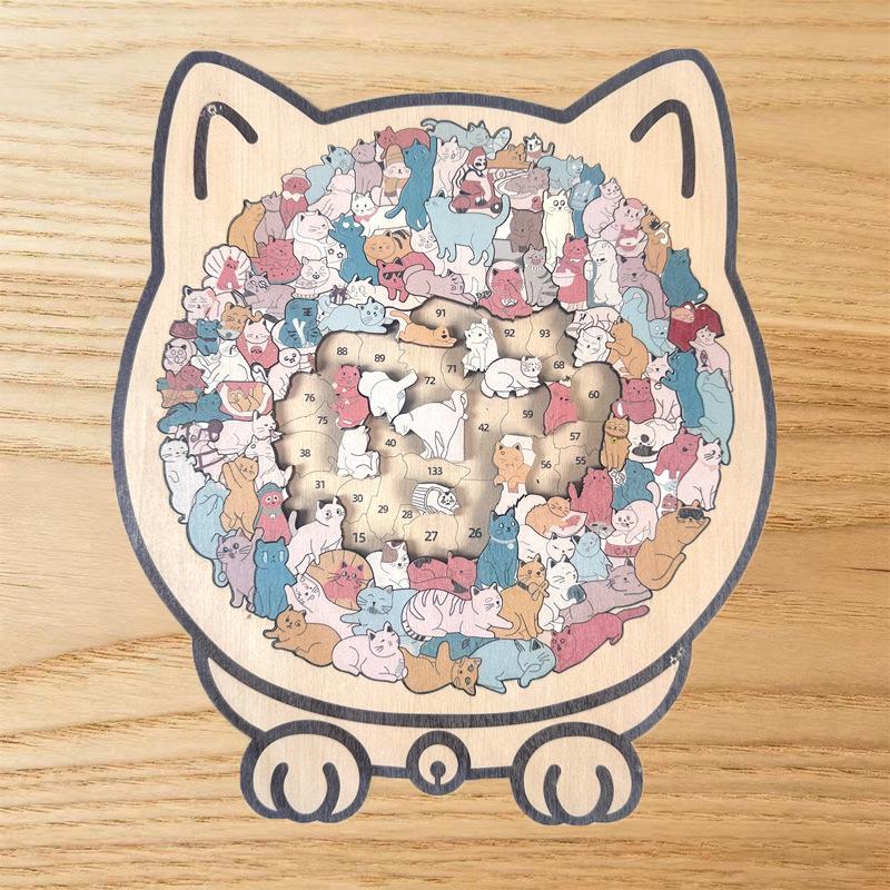 Cats Shaped Wooden Puzzle - A Unique Animal-shaped Wooden Puzzle Gift