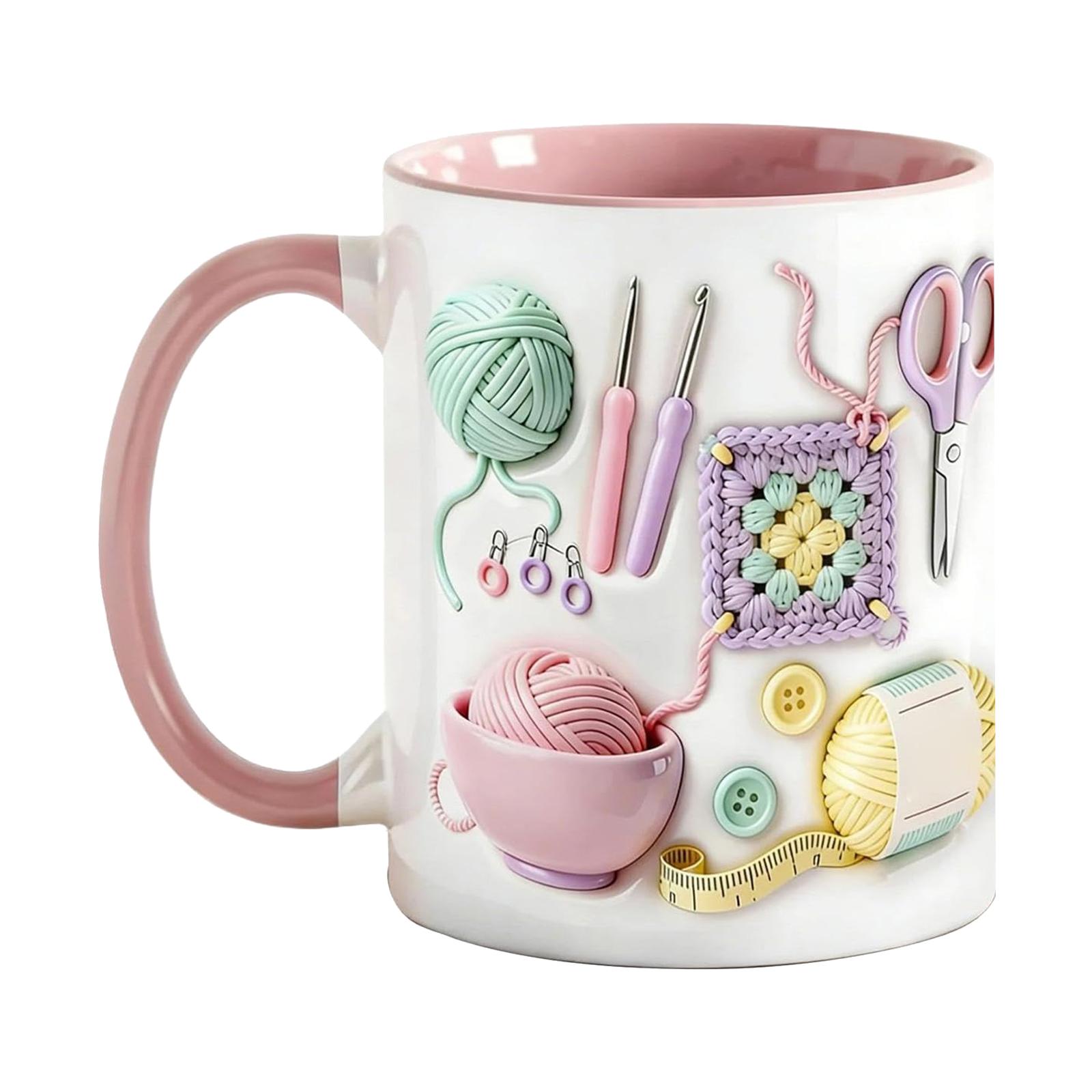 Crochet Coffee Mug 330 Ml Ceramic Crochet Coffee Cups Ceramic Desk Decoration Original Mug Drinking Cup Large Coffee Mugs 16oz