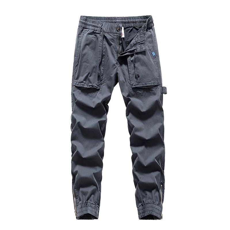 New men's overalls tied feet outdoor sports trendy men's trousers high street casual loose straight trousers