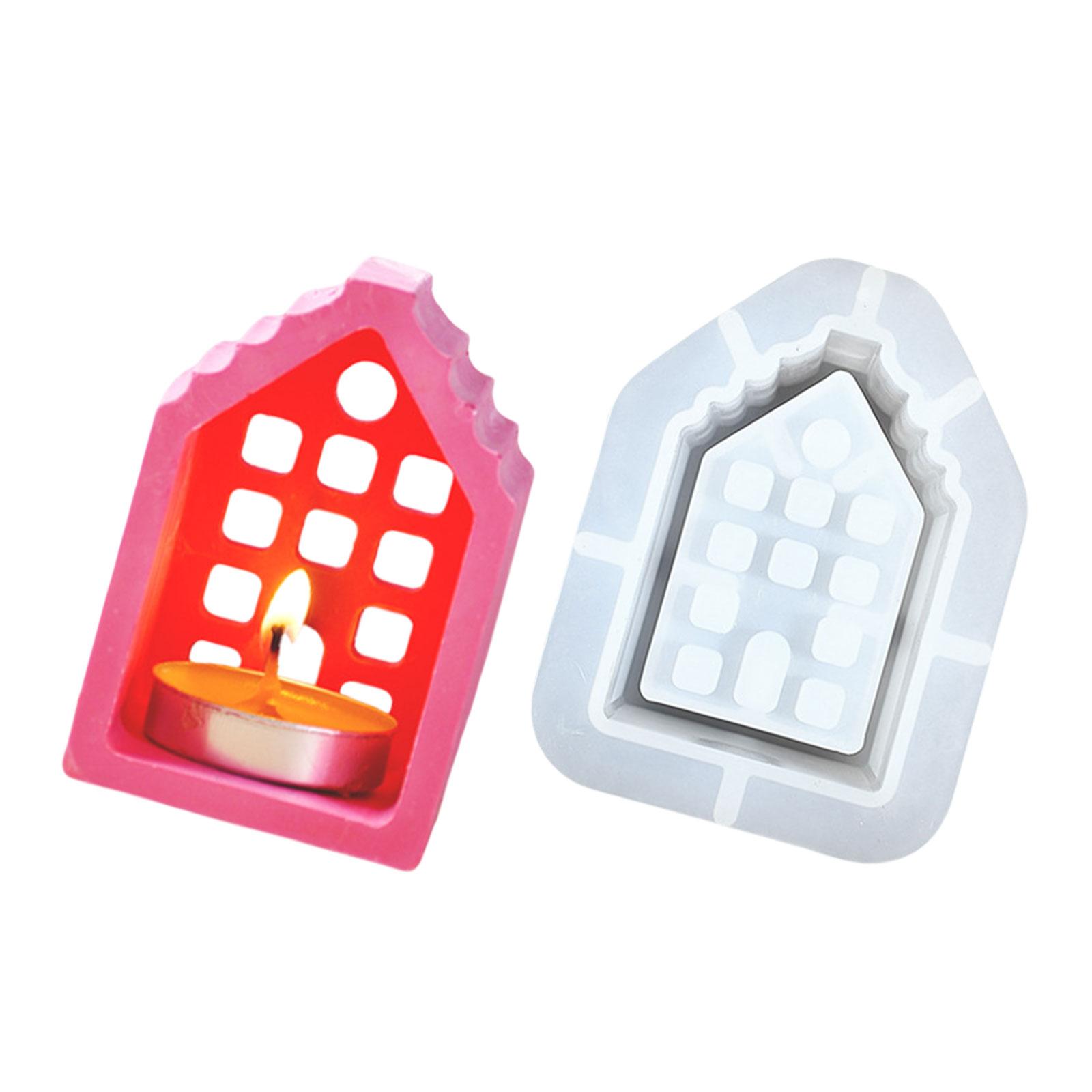 Aromatherapys Mold Hollow out House Candle Holder Silicone Mould Candlestick Making Mold Gypsum Office Decorations Mould