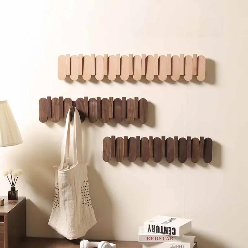 Creative Luxury Wall Coat Rack Walnut Wood Clothes Dress Hanger Hooks Backpack Coat Pants Interior Furniture Bedroom Clothing St