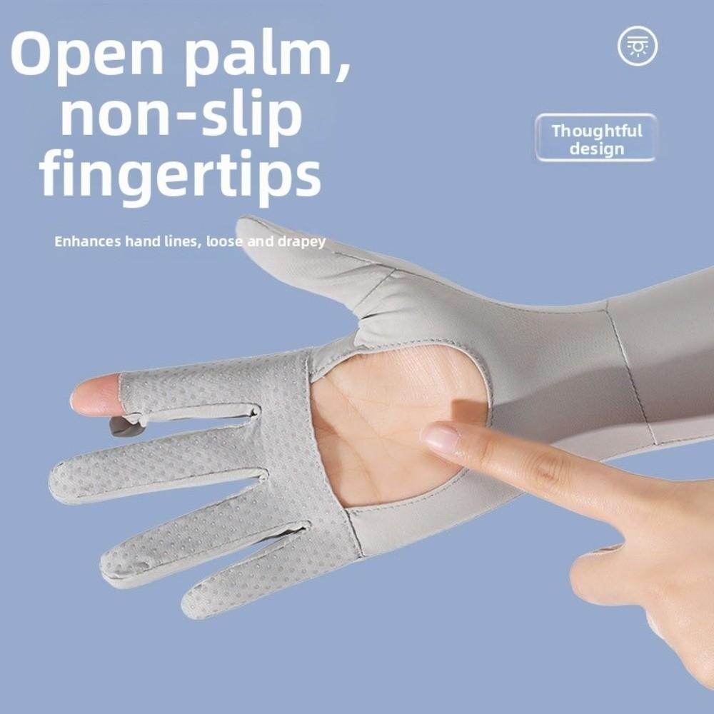 Solid Color Ice Silk Arm Sleeve Sun Protection Sunscreen Sleeve Gloves Thin Summer Arm Cover  Women