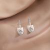 Personalized Diamond-Inlaid Spade Earrings, Silver Needle, Creative Design, Simple Fashionable Ear Studs for Women